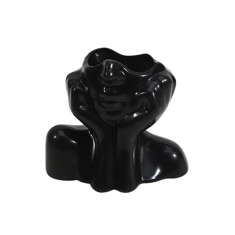Face-Shaped Makeup Brush Holder | Minimalist Desk Organizer Makeup Brush Holder Richie's black