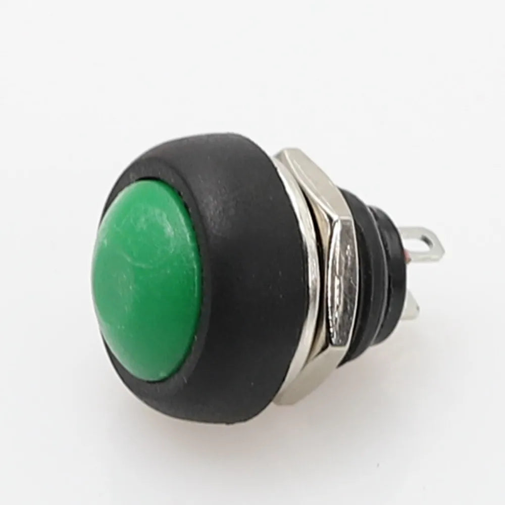 6Pcs PBS-33b 12mm Waterproof Momentary Push Button Switch 2-Pin Push Button Switch Richie's green