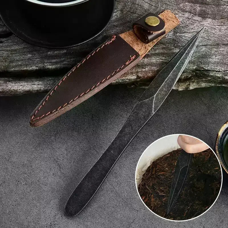 Handmade Tea Knife & Needle Set – Pu'er Tea Cake Tool + Leather Cover Tea Cake Tool Set Richie's