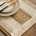 4-Pack Boho Burlap Placemats with Tassels | Heat Resistant Linen Table Placemats Richie's