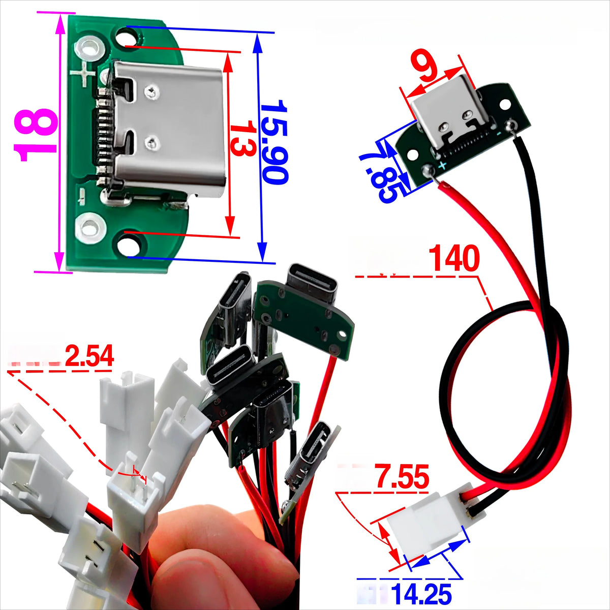 USB 3.1 Type-C 16-Pin PCB Test Adapter Connector Socket USB-C PCB Adapter Richie's Q 5Pcs