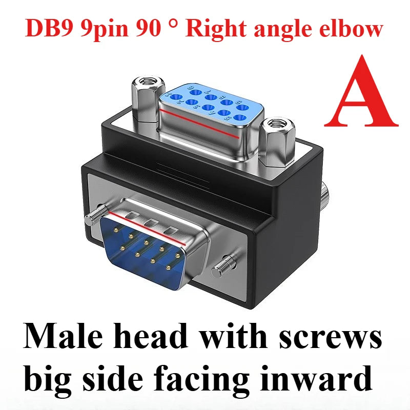 DB9 VGA 90° Right Angle Adapter – 9/15 Pin Male to Female VGA Adapter Connector Richie's A DB9 9 DB9MS90DN