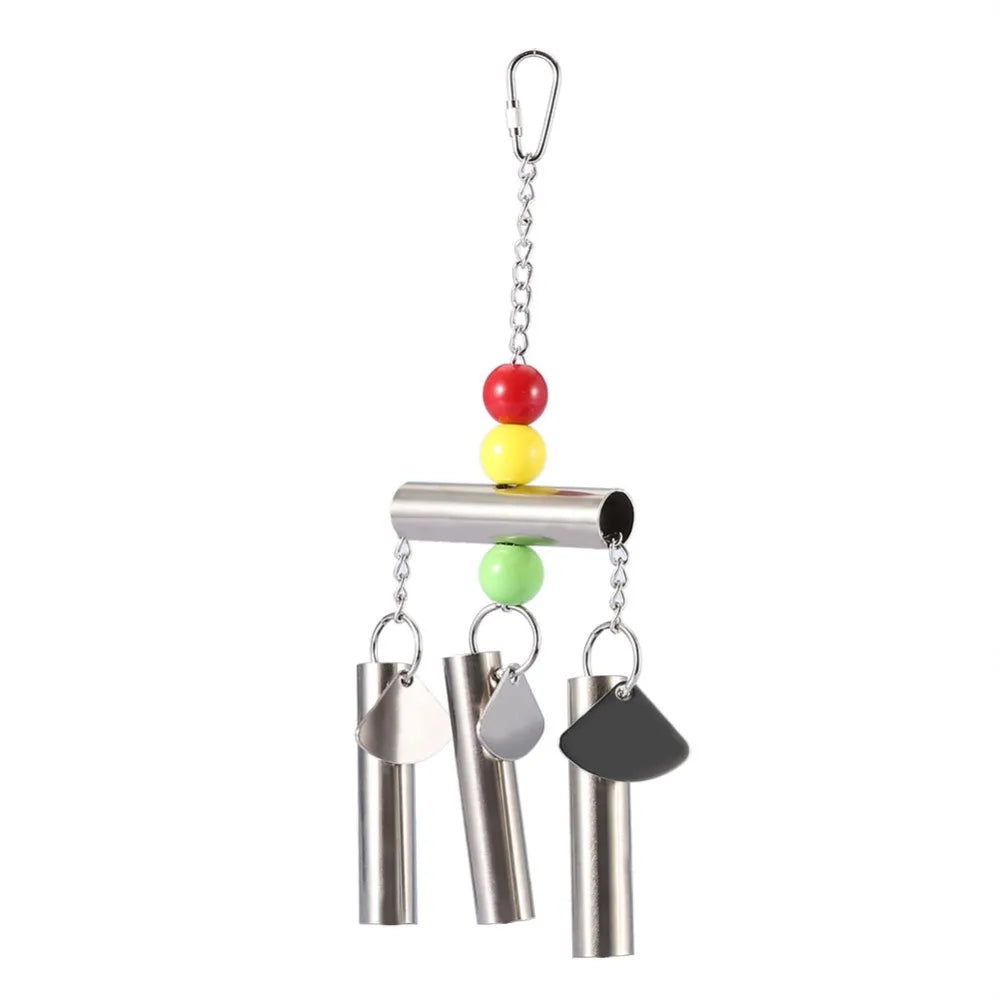 Stainless Steel Hanging Bell Toy for Birds with Colorful Beads Bird Cage Toy Richie's