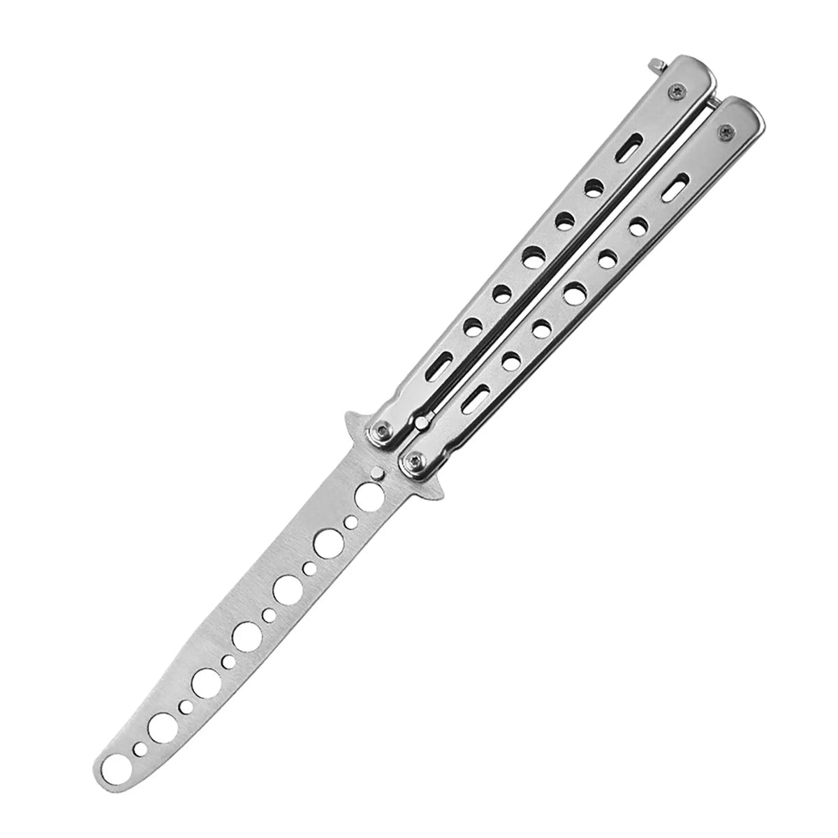 Stainless Steel Butterfly Trainer Knife – Balisong Flip Practice Butterfly Knife Trainer Richie's Silver