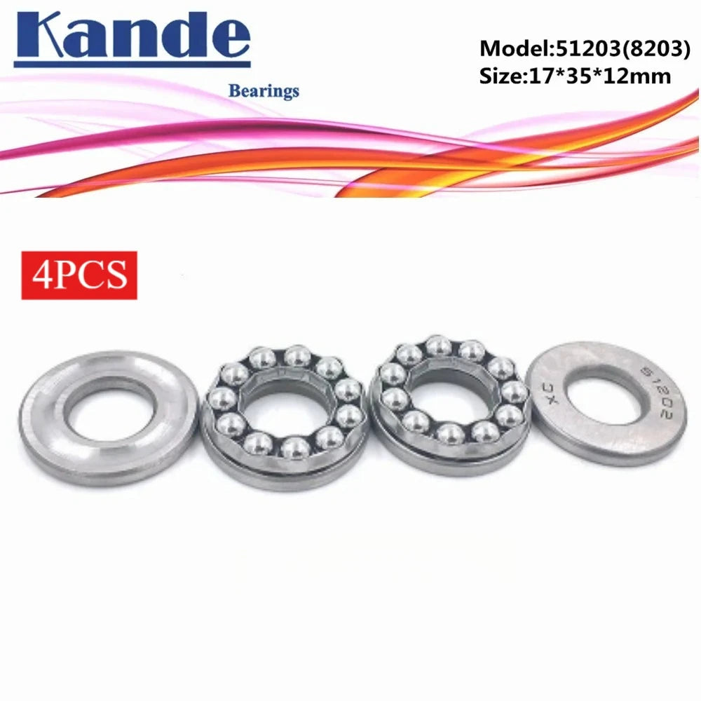 Kande 51203 Flat Thrust Ball Bearing 17x35x12mm – 4pcs Thrust Ball Bearing Richie's Default Title