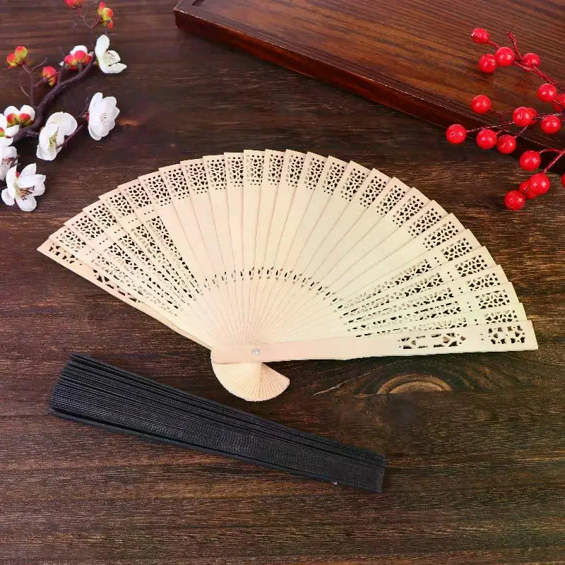 Chinese Hollow Carved Wooden Folding Fan – Wedding & Décor Prop Decorative Folding Fan Richie's
