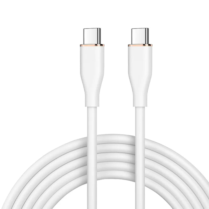 1.2M Silicone USB-C to USB-C Fast Charging Cable Macaron Colors USB-C Charging Cable Richie's White