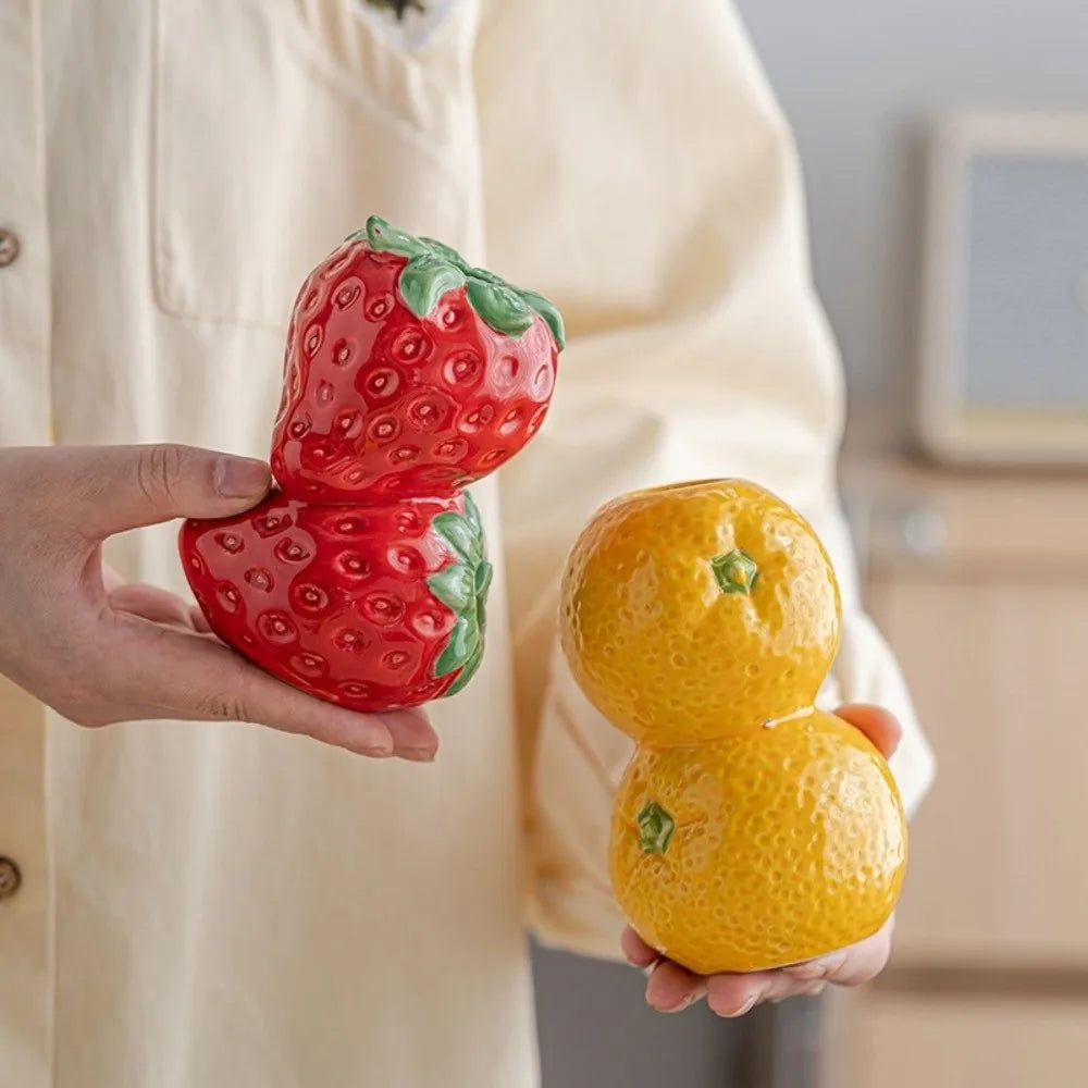 Ceramic Fruit Candle Holder Vase – Strawberry Lemon Orange Ceramic Candle Holder Richie's