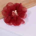 10Pcs Organza Flower Appliques 3D Mesh Sewing Patches 5.5cm Fabric Flower Appliques Richie's Wine Red
