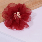 10Pcs Organza Flower Appliques 3D Mesh Sewing Patches 5.5cm Fabric Flower Appliques Richie's Wine Red