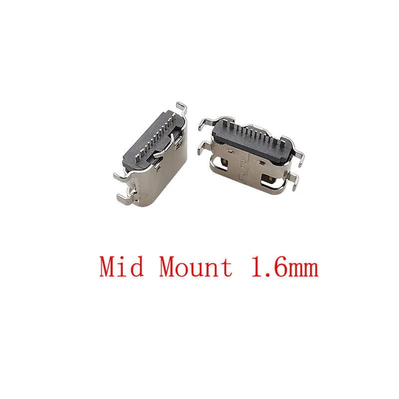 10Pcs USB 3.1 Type-C Female 16-Pin Mid Mount Solder Connector PCB Solder Connector Richie's