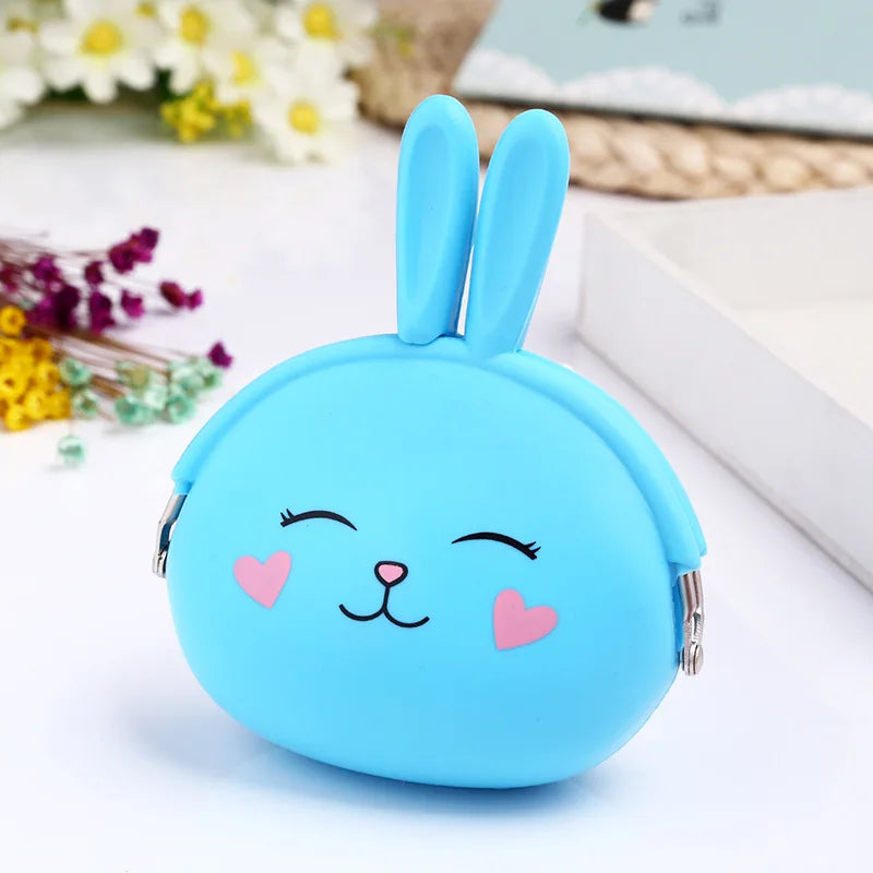 Girls Mini Silicone Animal Coin Purse – Kids Key Wallet Silicone Coin Purse Richie's light blue rabbit