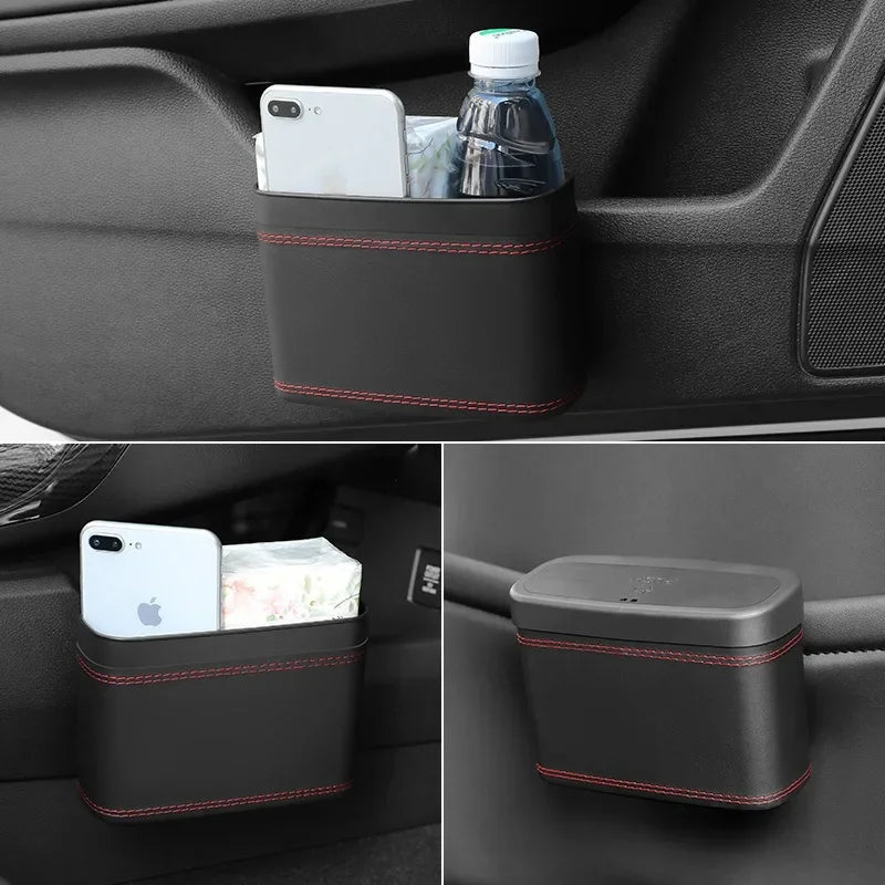Hanging Car Trash Bin Square PU Leather Waterproof Waste Can Car Trash Bin Richie's