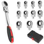 Flex Head Ratchet Wrench Set 8–19mm | Chrome Vanadium 11/12pc Ratchet Wrench Set Richie's with handle