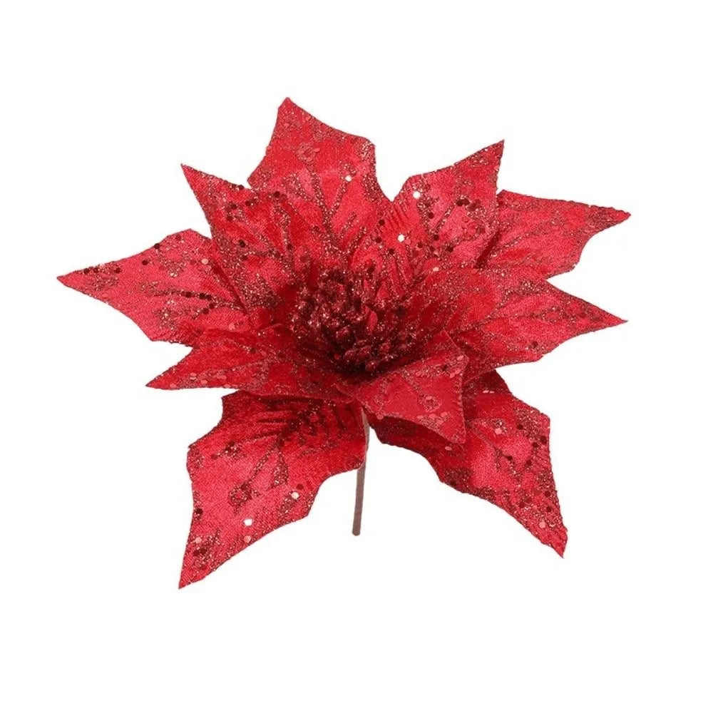 29cm Glitter Artificial Poinsettia Flower – Christmas Décor Christmas Artificial Flower Richie's