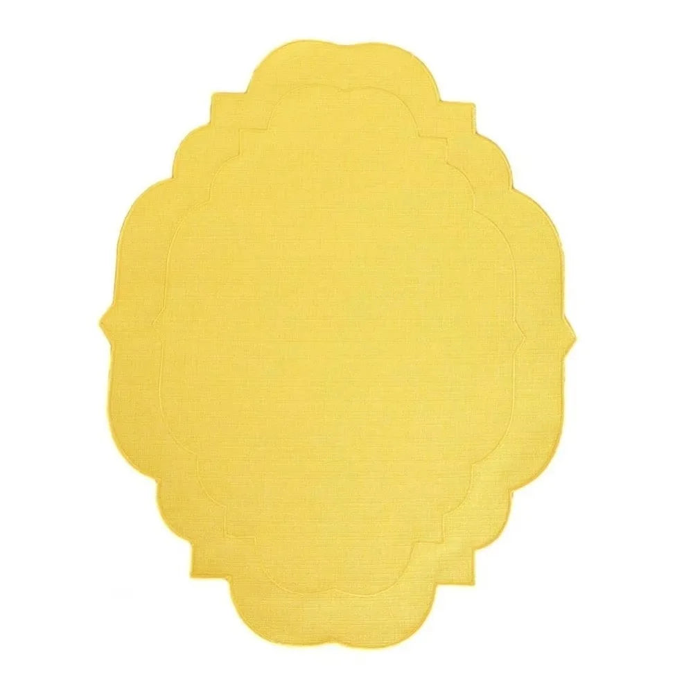 Cotton Linen Embroidered Placemats 45×35cm Anti-Slip Dining Linen Placemats Richie's Yellow L