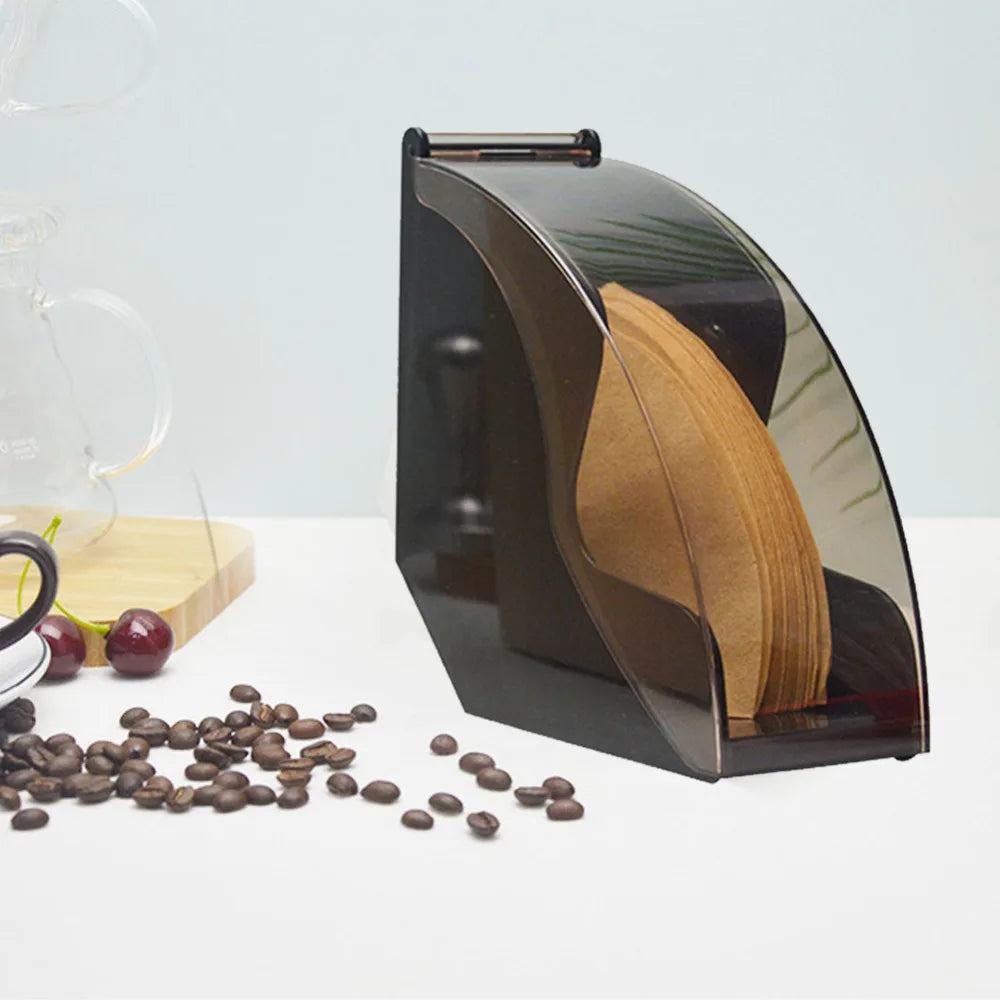 Acrylic Coffee Filter Paper Holder with Dust-Proof Cover – 100pc Coffee Filter Holder Richie's