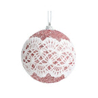 8cm Lace Foam Christmas Ball Ornament | Xmas Tree Pendant Christmas Ornament Richie's Pink