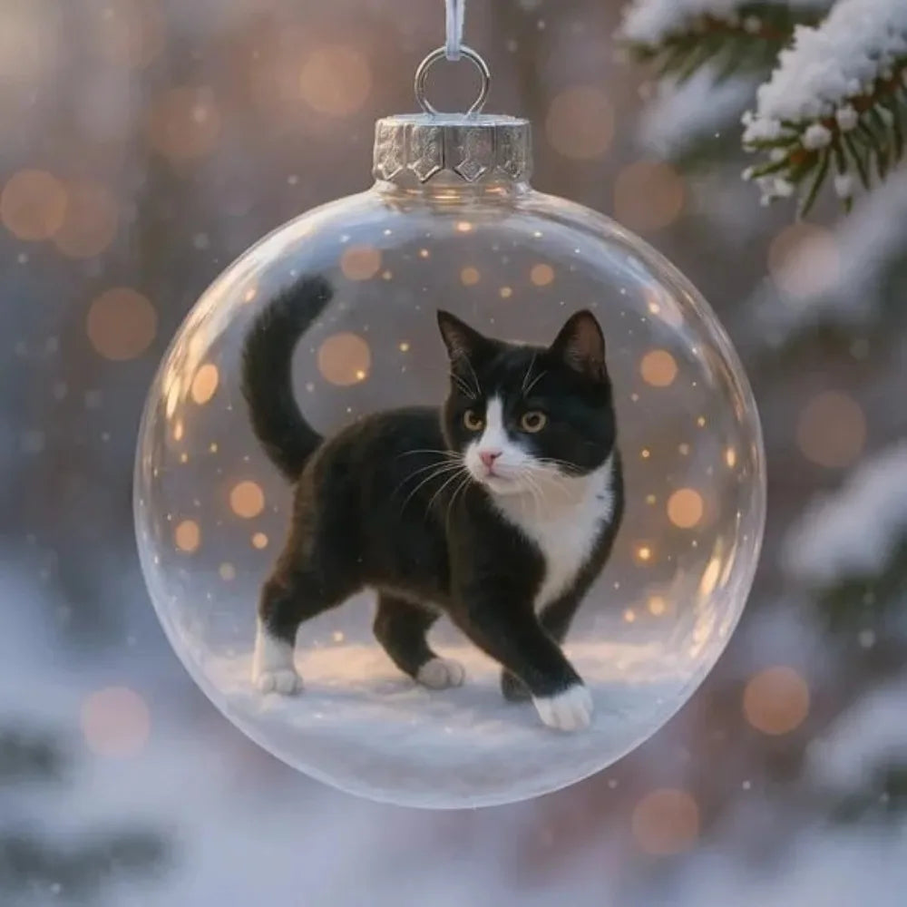 Cat Christmas Ball Ornament Acrylic Bauble DIY Pendant Christmas Ornament Richie's Style 8