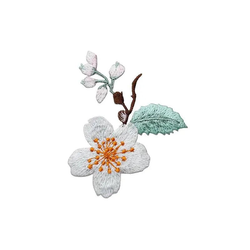 Flower Embroidery Iron-On Patch – DIY Appliqué for Clothes & Bags Embroidery Patch Richie's D6