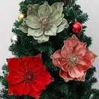 Artificial Glittery Poinsettia & Magnolia Stems | Xmas Décor Artificial Flower Stems Richie's