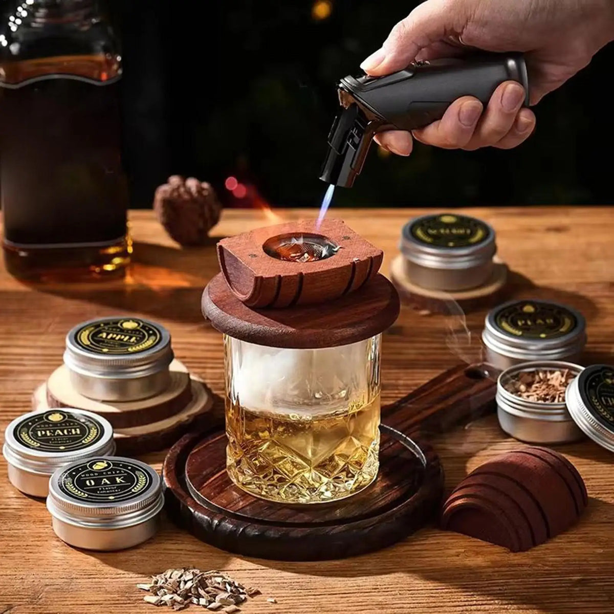 Wooden Whiskey Smoker Infuser – Cocktail Bar Tool Gift Cocktail Smoker Kit Richie's