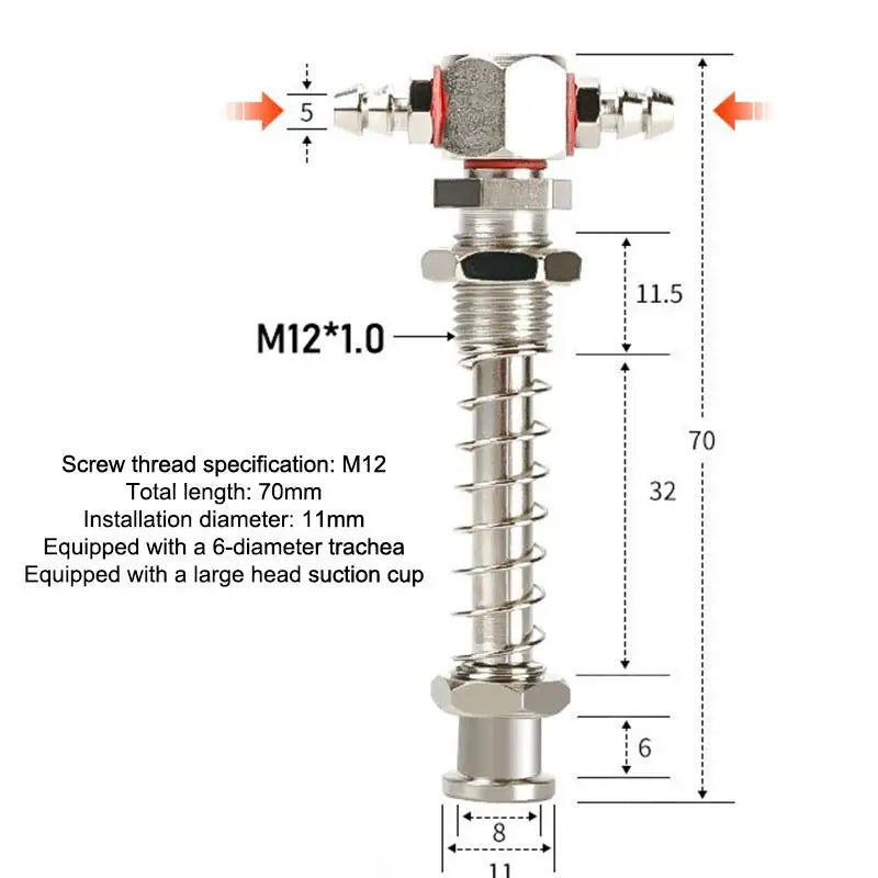 Robotic Arm Suction Cup M12/M10 T-Shape Spring Buffer Sucker Rod Industrial Suction Cup Richie's M12 70cm