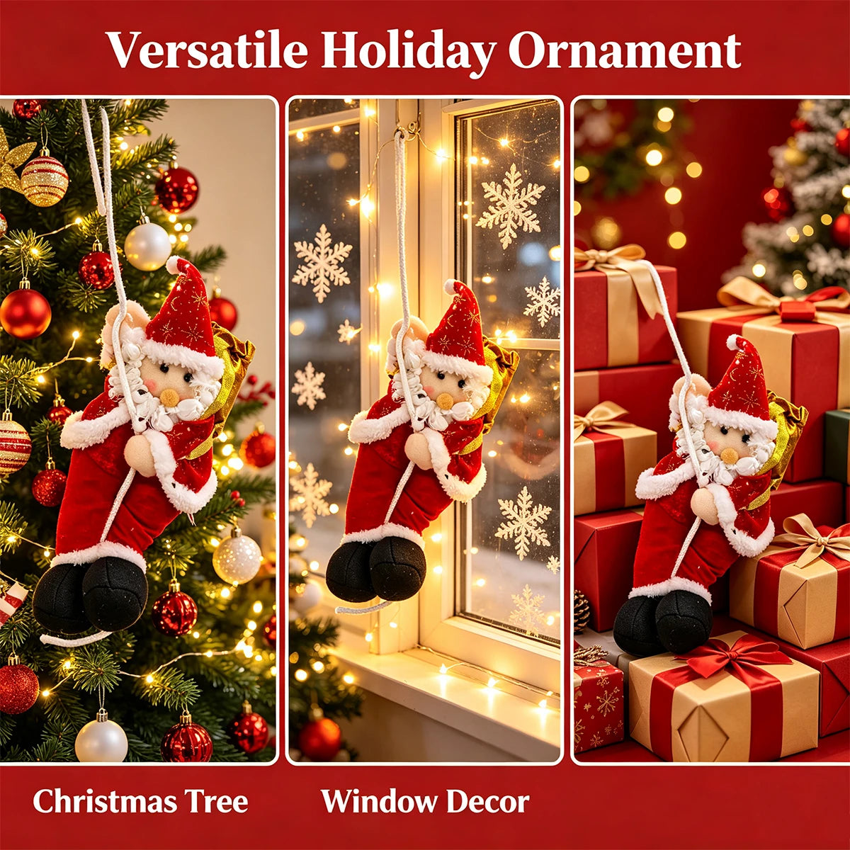Santa Claus Climbing Rope Doll Christmas Ornament – Red Christmas Ornament Richie's