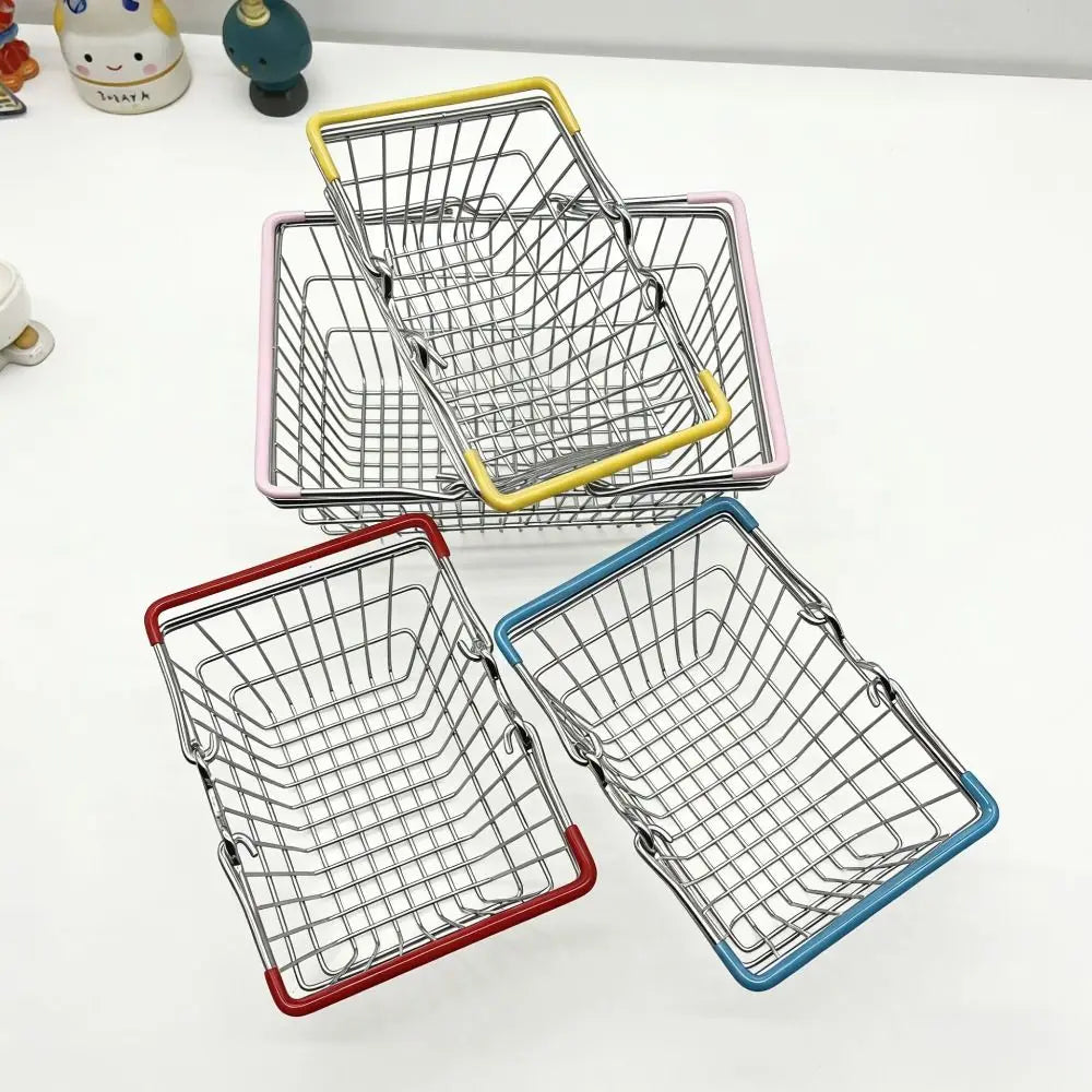 Mini Metal Wire Shopping Basket – Mesh Desk Organizer 2 Sizes Wire Storage Basket Richie's