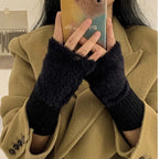 Women's Soft Warm Fingerless Winter Gloves – Elastic Fit, White Fingerless Winter Gloves Richie's black 1 pair