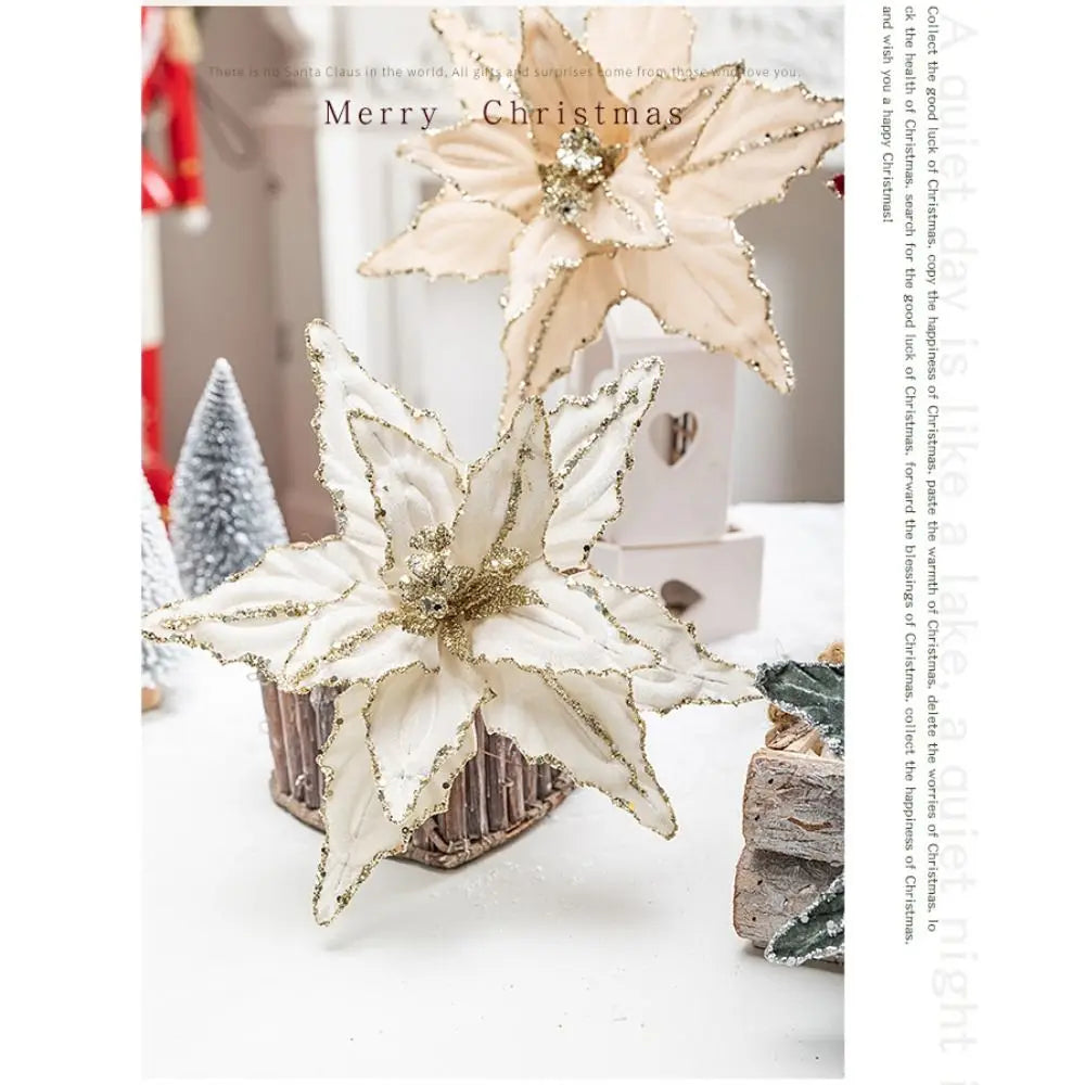 Glitter Poinsettia Artificial Christmas Flower 26cm Decoration Artificial Christmas Flower Richie's