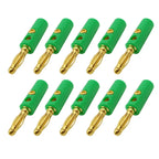 10Pcs 4mm Gold-Plated Banana Plug Solderless Screw Connector Set Banana Plug Connector Richie's 10 Green