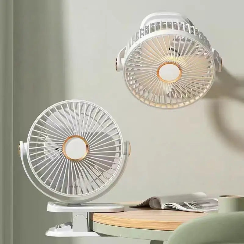 720° Rotatable USB Clip-On Fan with Night Light – 5-Speed Clip-On USB Fan Richie's