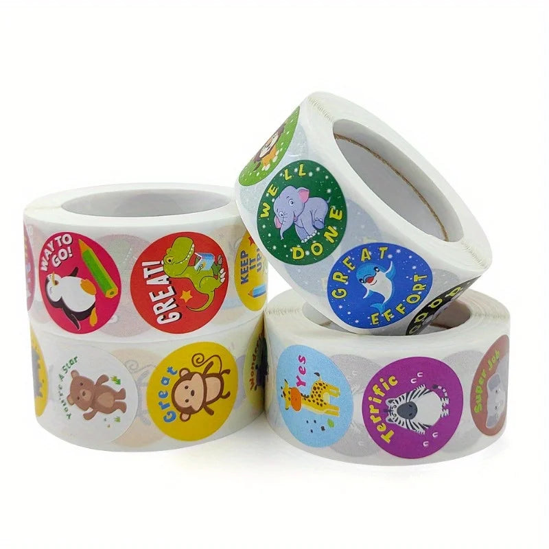 500pcs Cute Animal Stickers Roll – Craft & Gift Packaging Decorative Sticker Roll Richie's