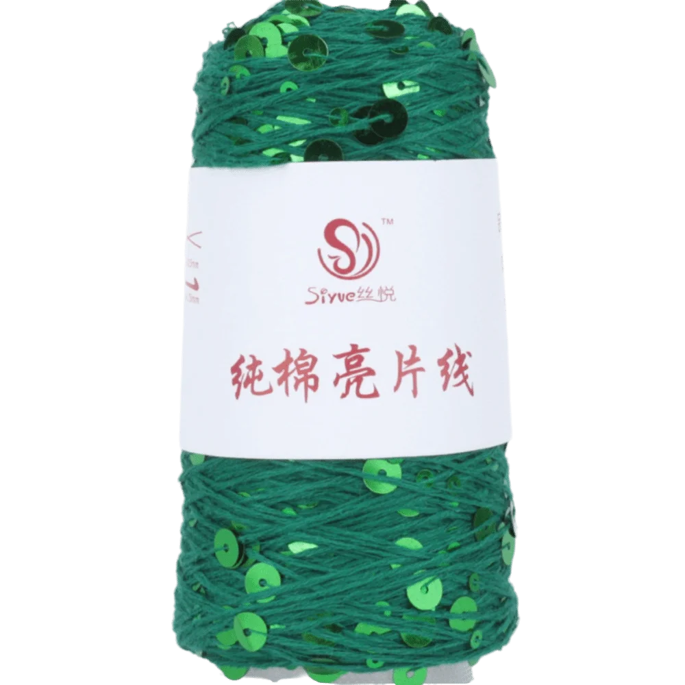 Sequin Bead Hand Knitting Yarn – Sparkle DIY Craft Thread Knitting Yarn Richie's Forest Green