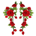 3D Flower Embroidery Applique Pair – Handmade Sew-On Patch Embroidery Applique Patch Richie's Red