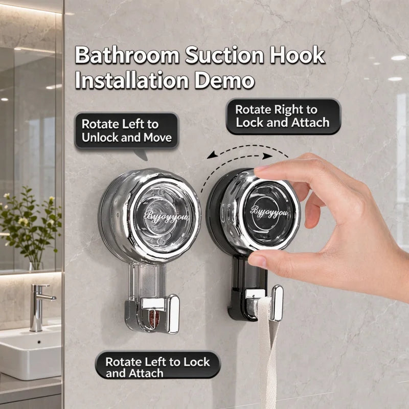 Suction Cup Wall Hooks No-Drill Reusable Towel Hanger Suction Cup Hook Richie's