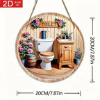 Wooden Hanging Bathroom Sign Round Farmhouse Wall Décor Wall Sign Plaque Richie's