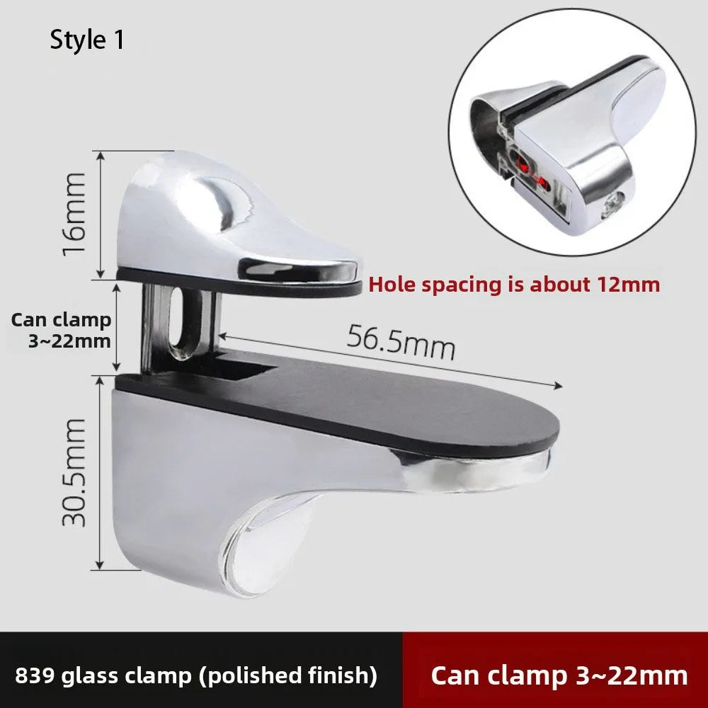 Zinc Alloy Adjustable Glass & Wood Shelf Clamp 1–22mm Wall Mount Shelf Bracket Clamp Richie's 1 8 inch