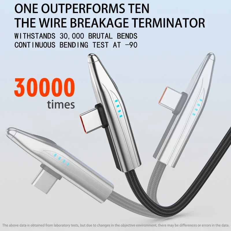 240W USB-C Fast Charging Cable 90° Elbow – Bullet Train Design USB-C Charging Cable Richie's