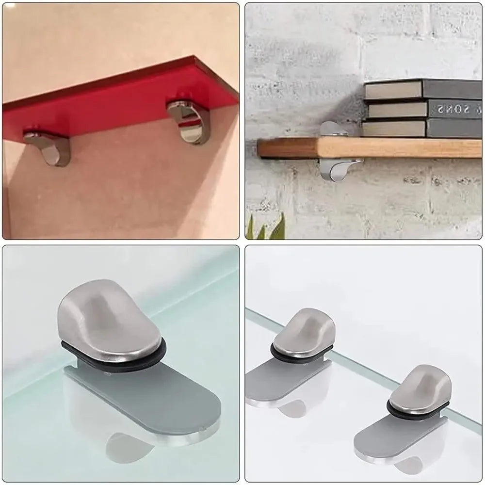 Zinc Alloy Adjustable Glass & Wood Shelf Clamp 1–22mm Wall Mount Shelf Bracket Clamp Richie's