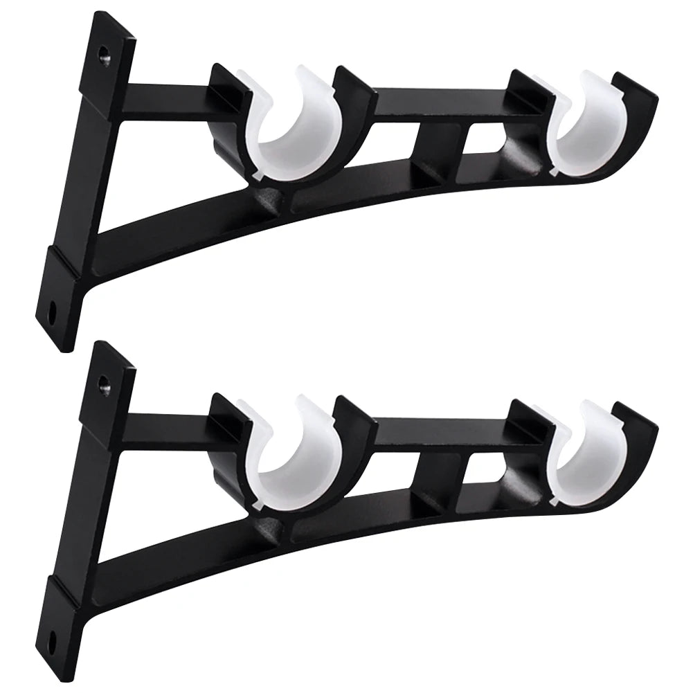 2 Pack Double Curtain Rod Brackets – Aluminum Alloy Wall Mount Curtain Rod Brackets Richie's