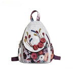 Ethnic Retro Linen Women's Backpack – Floral Applique Rucksack Women's Backpack Richie's China Mainland