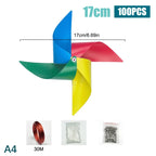 100Pcs Plastic Pinwheels Party Decoration + 30m Rope Party Decoration Richie's A4