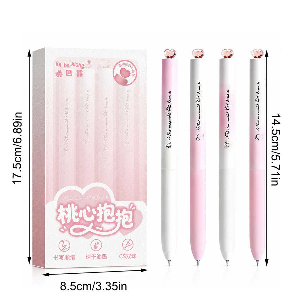 4-Pack Pink Heart Twist Gel Pens – Black Ink Stationery Set Gel Pen Set Richie's