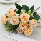 10-Head Artificial Rose Bouquet – 6 Colors for Home Decor Artificial Flower Bouquet Richie's Orange