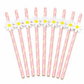 10 Pink Chrysanthemum Paper Straws – Decorative Disposable Decorative Paper Straws Richie's 10pcs