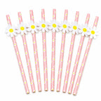 10 Pink Chrysanthemum Paper Straws – Decorative Disposable Decorative Paper Straws Richie's 10pcs
