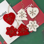 Felt Christmas Ornaments Embroidered Snowflake Tree Star Heart Christmas Ornaments Richie's