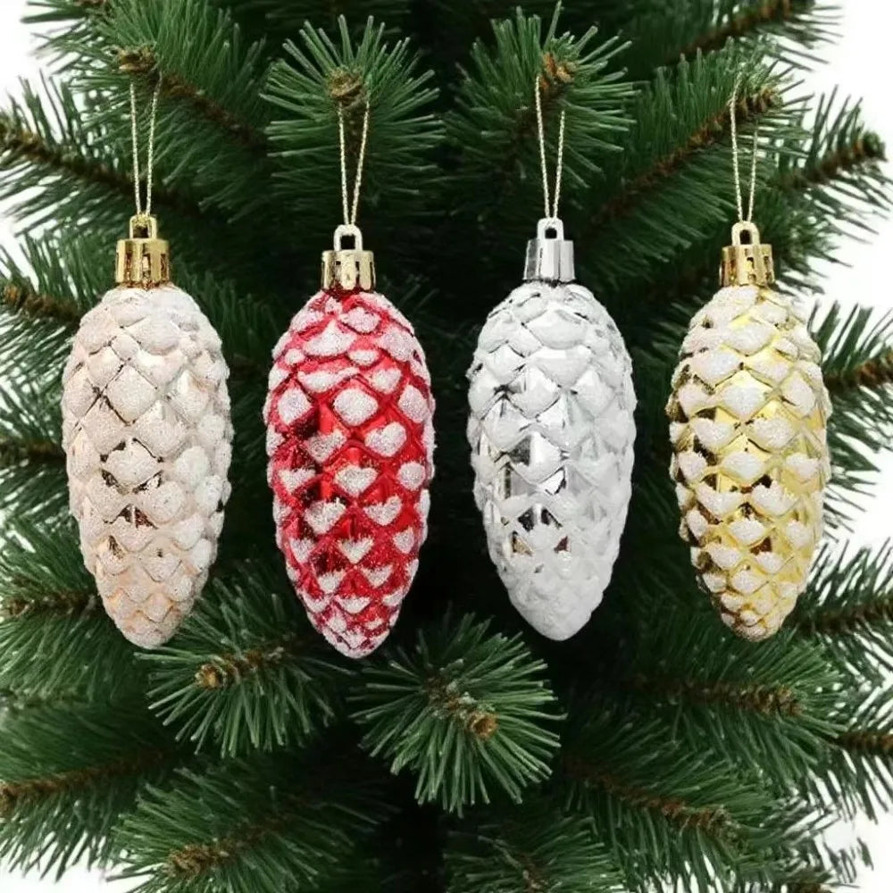 5Pcs Glitter Pine Cone Christmas Ornaments Hanging Pendants Christmas Ornaments Richie's